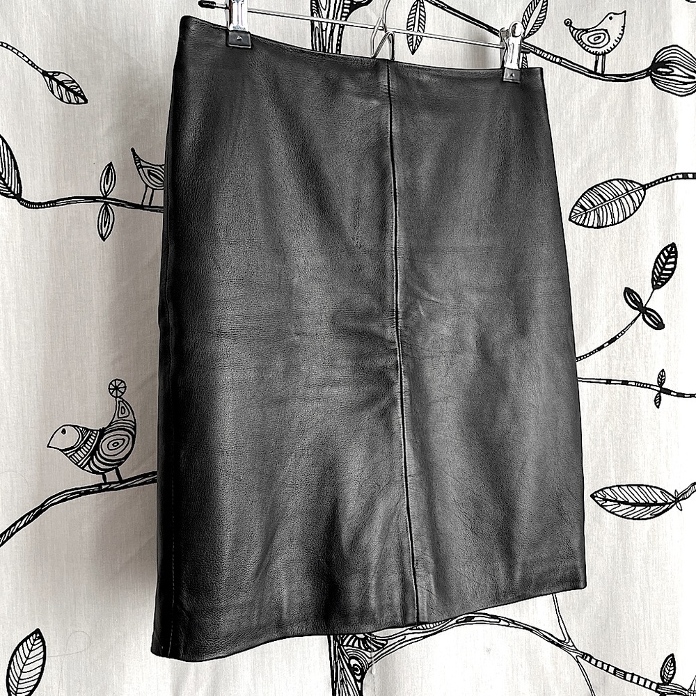 AllSaints Black Leather Pencil Skirt